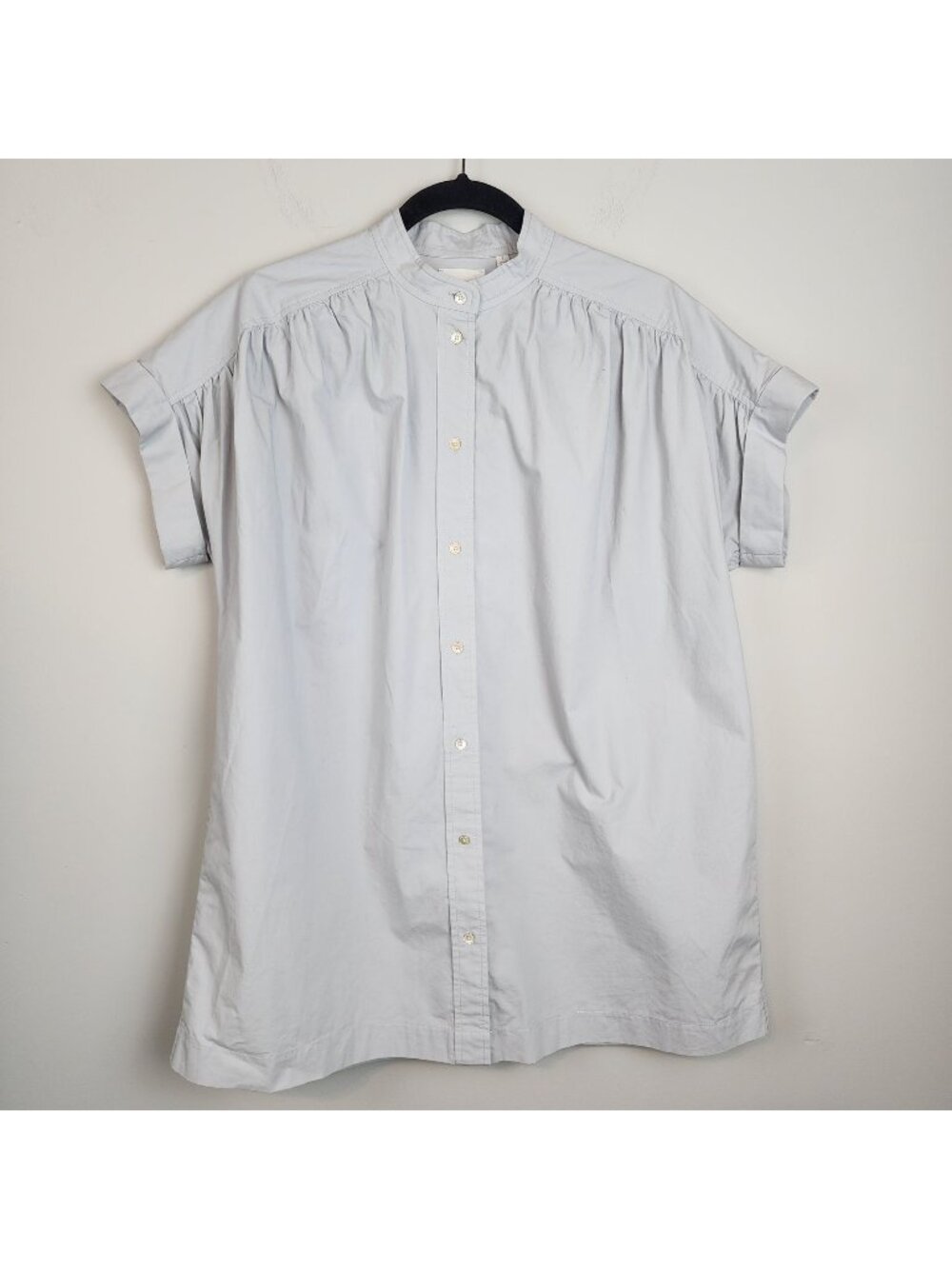 Wilfred by Aritzia Oversized Light Gray button up Shirt Blouse sz L Women